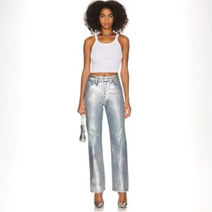 NWT FYI Wild Fable Women’s Metallic Blue High-Rise Baggy Jeans size 14/31.5”
